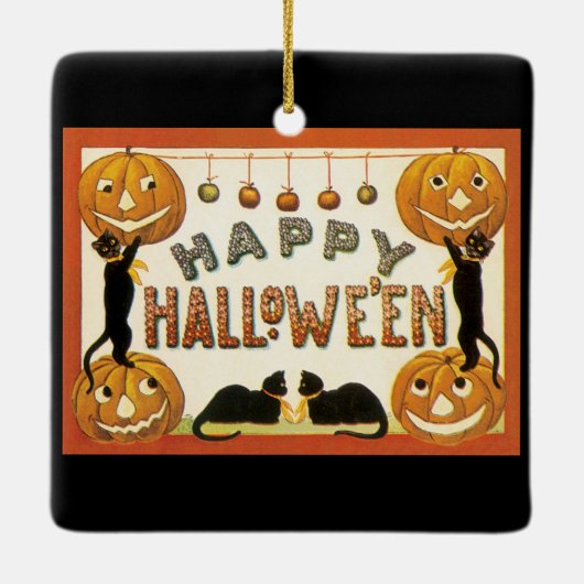  Halloween, zwarte katten met jasjalopionnen Keramisch Ornament (Achterkant)
