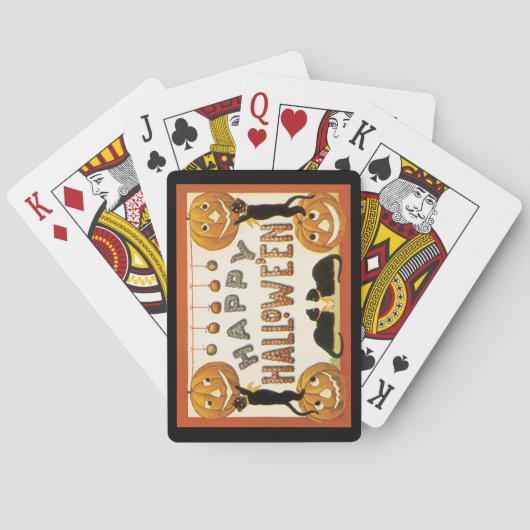  Halloween, zwarte katten met jasjalopionnen Pokerkaarten (Achterkant)