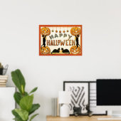  Halloween, zwarte katten met jasjalopionnen Poster (Thuiskantoor)