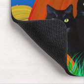 Halloween zwarte katten met pompoenen Mousepad Muismat (Hoek)