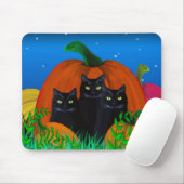 Halloween zwarte katten met pompoenen Mousepad Muismat (Met muis)