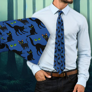 Halloween Zwarte Katten Ogen Patroon Stropdas