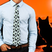 Halloween Zwarte Katten Ogen Patroon Stropdas