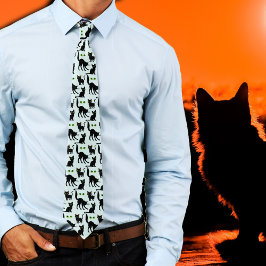 Halloween Zwarte Katten Ogen Patroon Stropdas