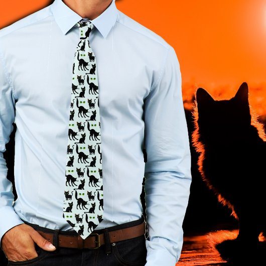 Halloween Zwarte Katten Ogen Patroon Stropdas
