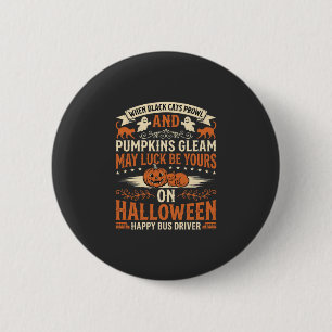 Halloween Zwarte Katten Pompoen Gelukkige Buschauf Ronde Button 5,7 Cm