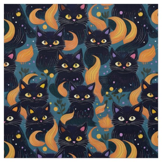 Halloween zwarte katten schattige stof (Swatch)