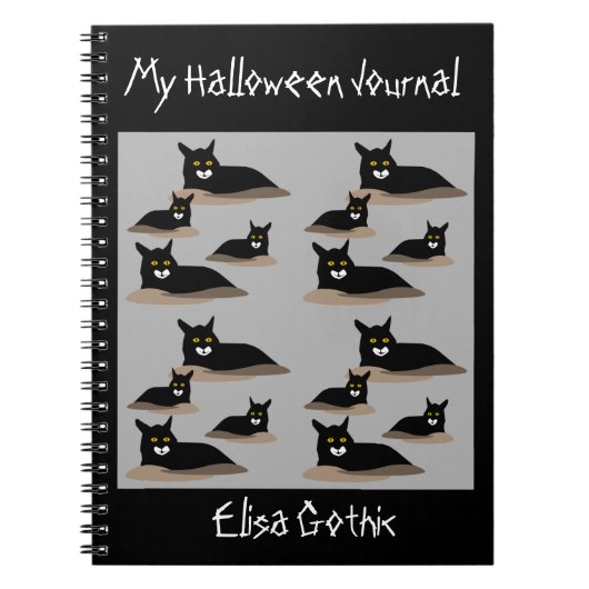Halloween zwarte Katten Spiral Notitieboek (Voorkant)