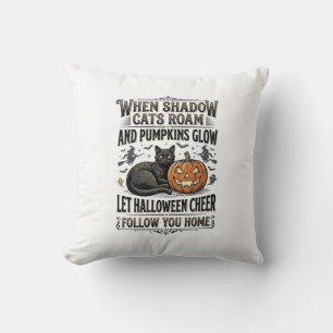 Halloween Zwarte Katten T-shirt Vintage Pompoen Gr Kussen