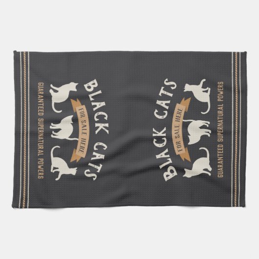 Halloween  zwarte katten theedoek (Horizontaal)