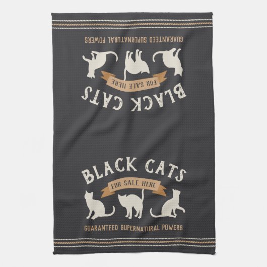 Halloween  zwarte katten theedoek (Verticaal)