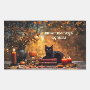 Halloween Zwarte Katten Toverboeken Mystiek Rechthoekige Sticker