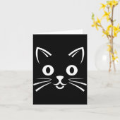 Halloween Zwarte Kattengezicht Kaart (Gele Bloem)