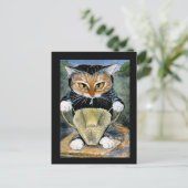 Halloween zwarte kattenkostuum briefkaart (Staand voorkant)