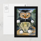 Halloween zwarte kattenkostuum briefkaart (Voorkant / Achterkant)