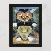 Halloween zwarte kattenkostuum briefkaart (Voorkant)