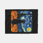 Halloween Zwarte Kattenkostuum Van Gogh Sterrennac Fleece Deken (Voorkant (Horizontaal))