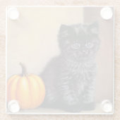  Halloween Zwarte Kitten Illustratie Glazen Onderzetter (Achterkant)
