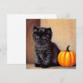 Halloween Zwarte Kitten Illustratie Kaart (Voorkant / Achterkant)
