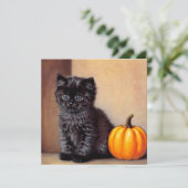 Halloween Zwarte Kitten Illustratie Kaart (Staand voorkant)
