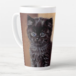 Halloween Zwarte Kitten Illustratie Latte Mok