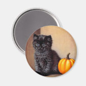  Halloween Zwarte Kitten Illustratie Magneet (Voorkant / Achterkant)