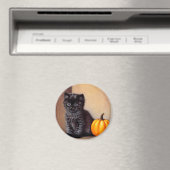  Halloween Zwarte Kitten Illustratie Magneet (Insitu (Vaatwasser))