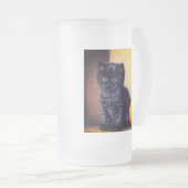 Halloween Zwarte Kitten Illustratie Matglas Bierpul (Voorkant rechts)