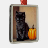  Halloween Zwarte Kitten Illustratie Metalen Ornament (Rechts)