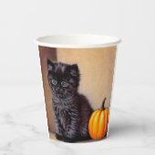  Halloween Zwarte Kitten Illustratie Papieren Bekers (Achterkant)