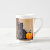  Halloween Zwarte Kitten Illustratie Porselein Kop (Rechts)