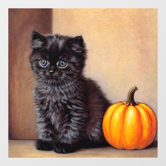 Halloween Zwarte Kitten Illustratie Raamsticker (Vel)