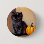 Halloween Zwarte Kitten Illustratie Ronde Button 5,7 Cm (Voorkant)