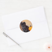  Halloween Zwarte Kitten Illustratie Ronde Sticker (Envelop)
