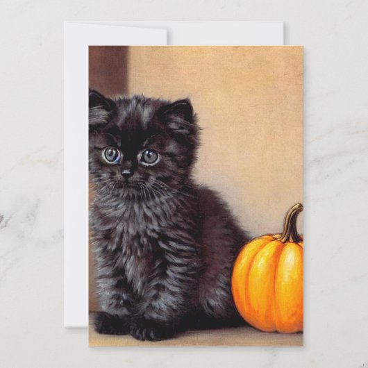  Halloween Zwarte Kitten Illustratie Save The Date (Voorkant)