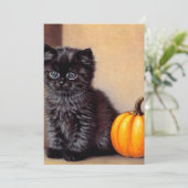  Halloween Zwarte Kitten Illustratie Save The Date (Staand voorkant)