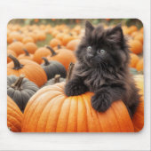 Halloween zwarte kitten op een pompoen muismat (Voorkant)