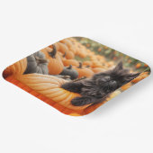 Halloween zwarte kitten op een pompoen papieren bordje (Gebogen)
