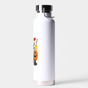 Halloween Zwarte Kitty Slaat Mooie Bladeren Waterfles