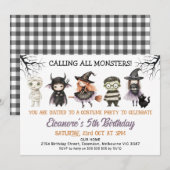 Halloween zwarte kostuum partij monsters verjaarda kaart (Voorkant / Achterkant)