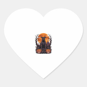 Halloween Zwarte Pitbull Troon Pompoenen Volle Maa Hart Sticker