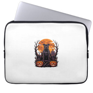 Halloween Zwarte Pitbull Troon Pompoenen Volle Maa Laptop Sleeve