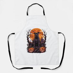 Halloween Zwarte Pitbull Troon Pompoenen Volle Maa Schort
