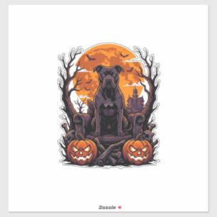 Halloween Zwarte Pitbull Troon Pompoenen Volle Maa Sticker
