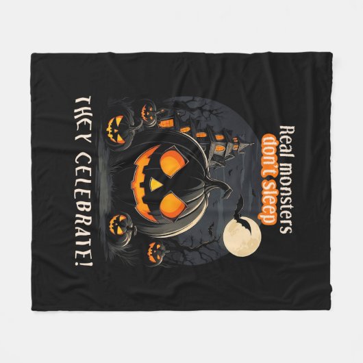 Halloween zwarte pompoen fleece deken (Voorkant (Horizontaal))