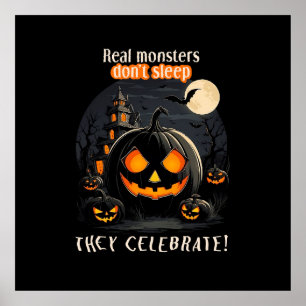 Halloween zwarte pompoen poster