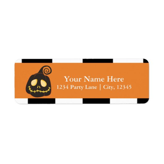 Halloween Zwarte Pompoen Whimsical Etiket (Voorkant)