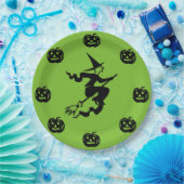 Halloween - Zwarte pompoenen & heks Papieren Bordje (Feest)