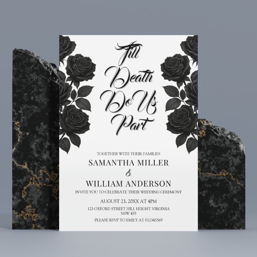 Halloween Zwarte Rozen Gotische bruiloft Kaart