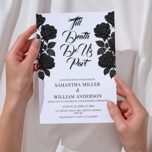 Halloween Zwarte Rozen Gotische bruiloft Kaart